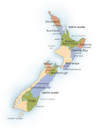 Régions viticoles de Nouvelle-Zélande